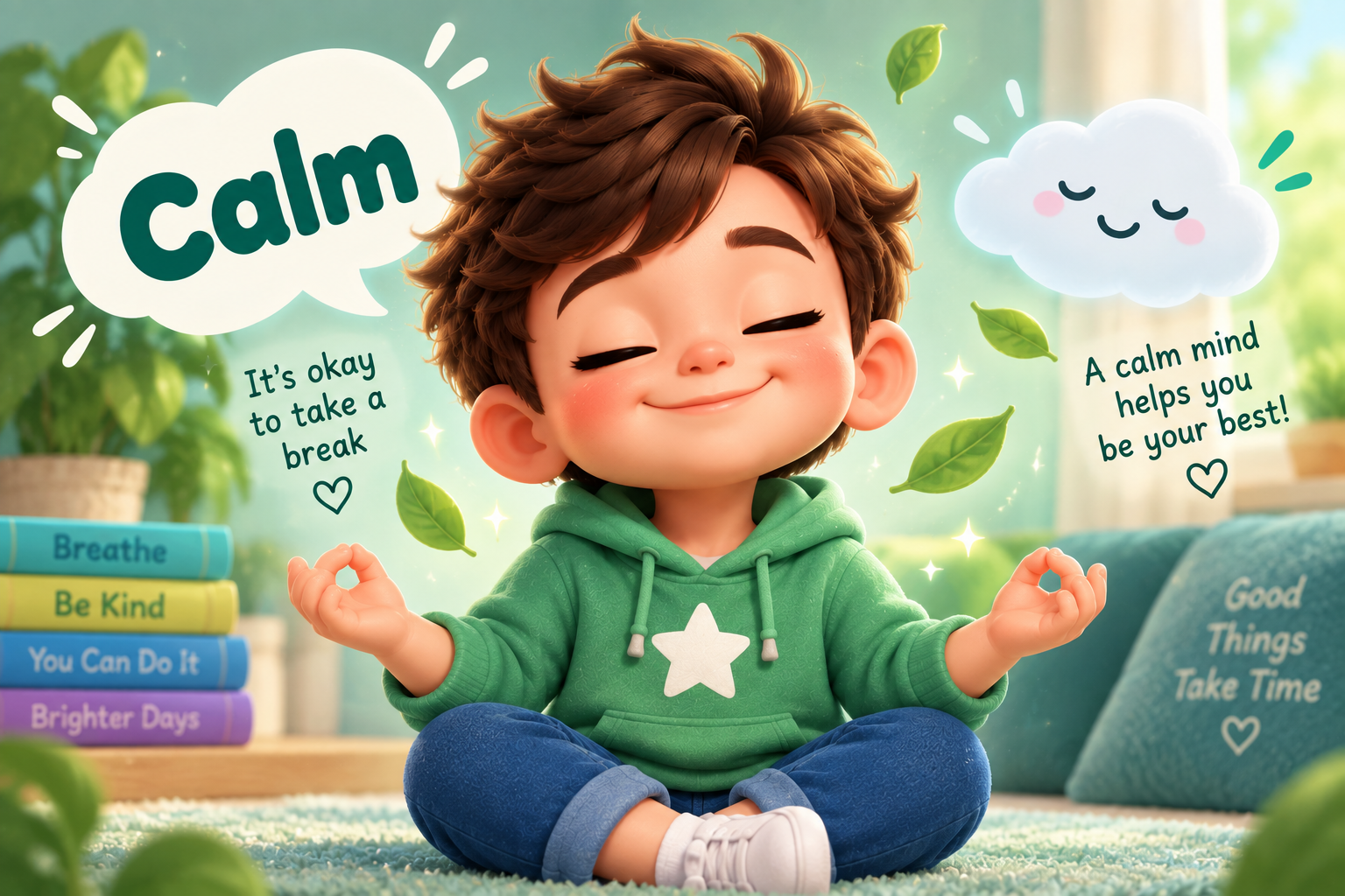 Calm feeling for kids with peaceful child relaxing
