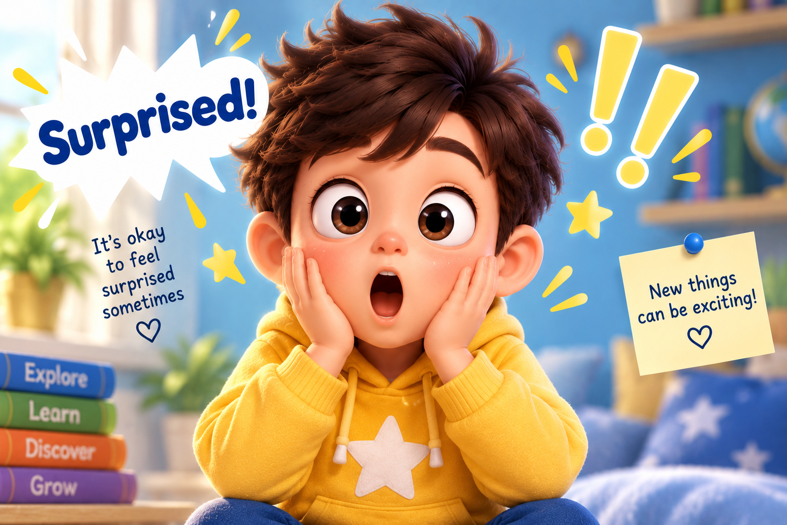 Surprised feeling for kids with child showing surprise