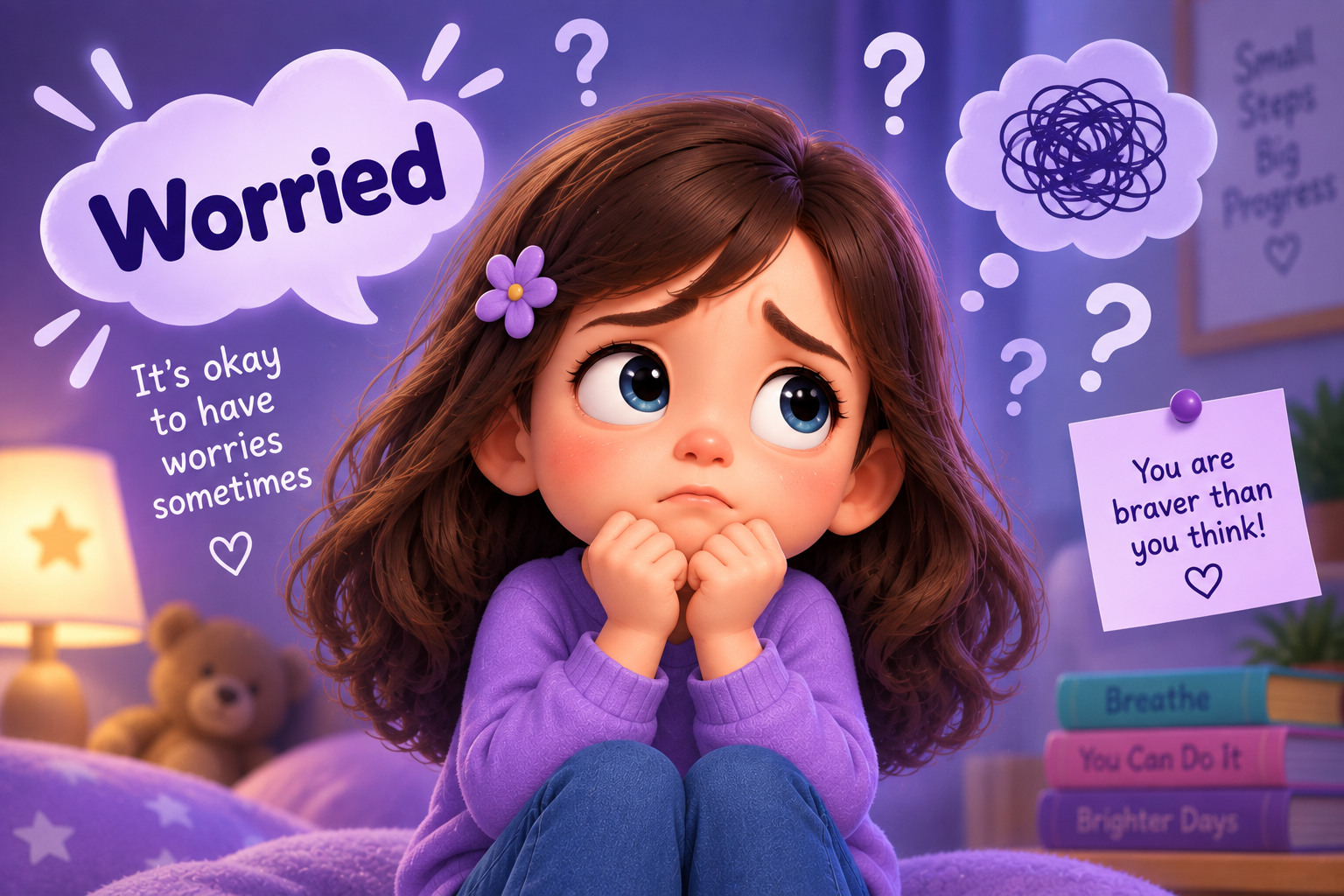 Worried feeling for kids with child showing worry